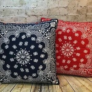 Levi's Blue & Red Bandanna Throw Pillows NWT
